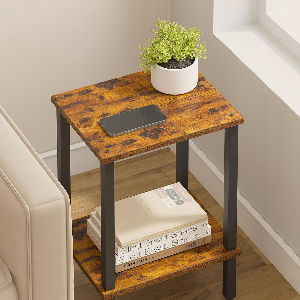 TUTOTAK End Table, Set of 2, Side Table, Nightstand, 2-Tier Storage Shelf, So...