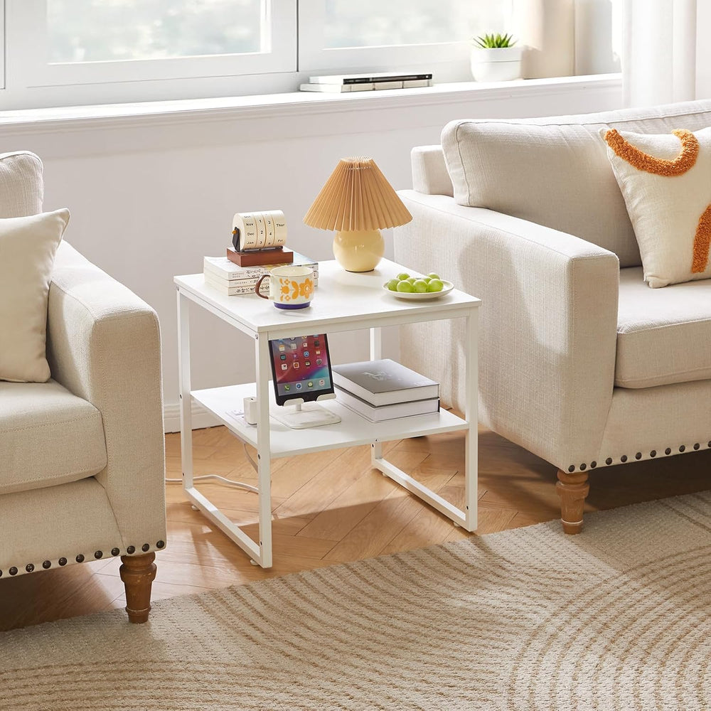 Aibiju Living Room Large Side Table, End Table with Charging Station, Refrige...