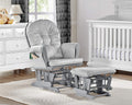 Glider and Ottoman Gray Wood and Light Gray Fabric