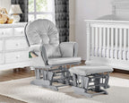 Glider and Ottoman Gray Wood and Light Gray Fabric