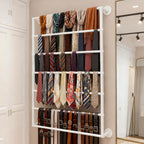 Wall Mounted Display Rack, 7-Layer Wrapping Paper Ribbon Organizer Scarves Tie & Scarf Rack Belts Towel Holder Necktie Hijab Stand Metal Shelving for Home, Retail Stores, Flower Shop