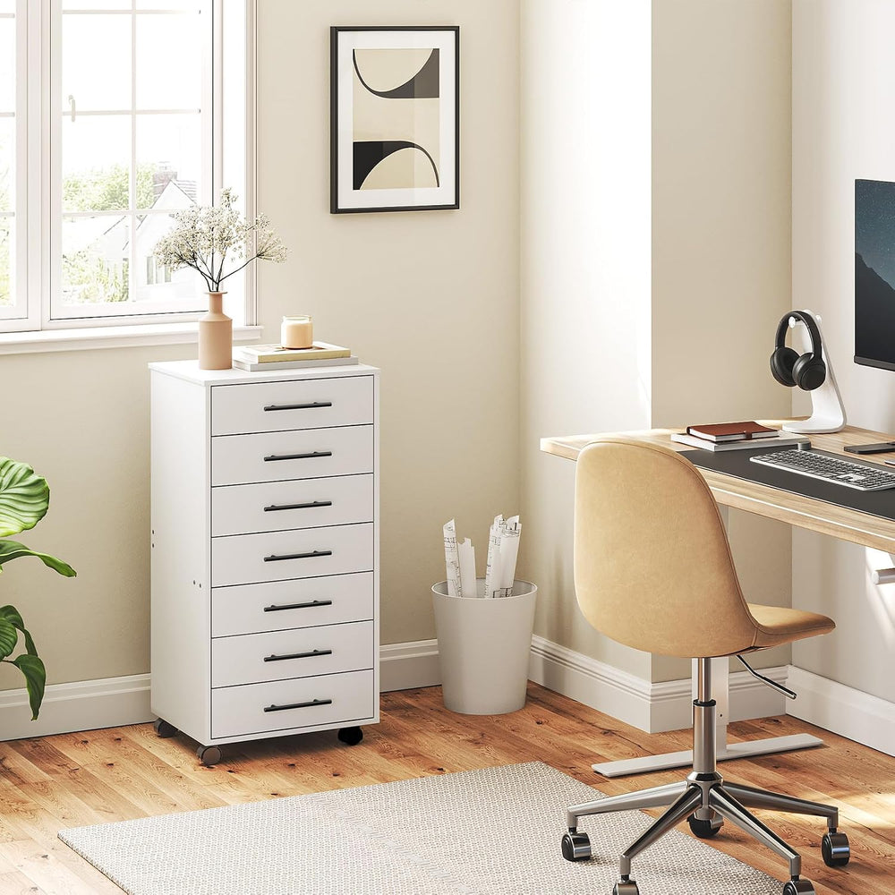 HOOBRO 7-Drawer File Cabinet, Wooden Office Cabinet with Drawers, Mobile Stor...