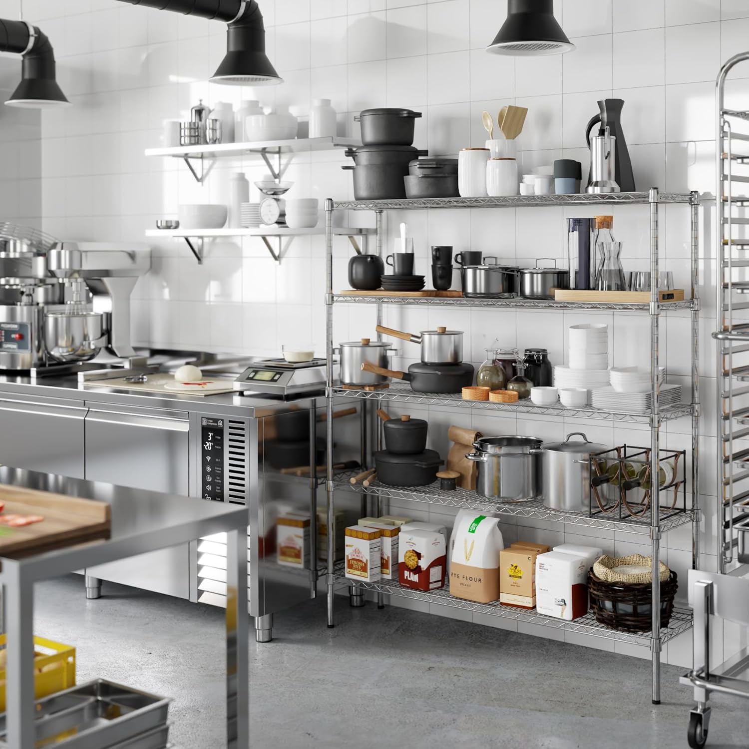14" Deep x 54" Wide x 64" Height Wire Shelving Kit | 5-Tier | NSF Commercial Storage Rack Unit