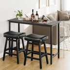 Counter Height Bar Stools Set of 3, 24 Inch Barstools for Kitchen Counter, Kitchen Stools with Faux Leather Saddle Seats & Heavy Duty Metal Legs, Easy Assembly, Forest Green