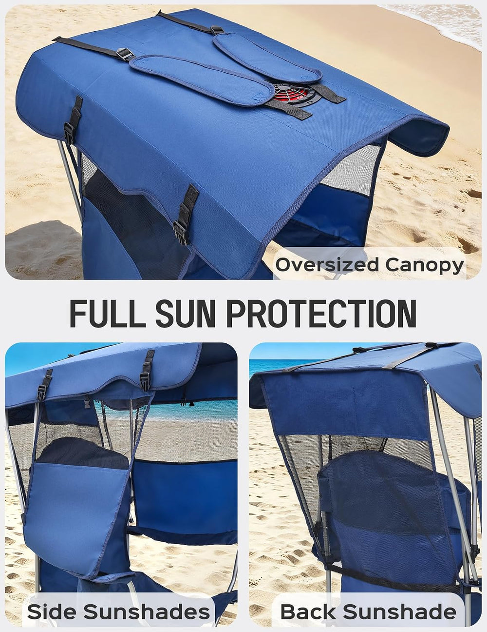 East Oak Camping Chair with Canopy & Fan, 25" High Back Canopy Chair...