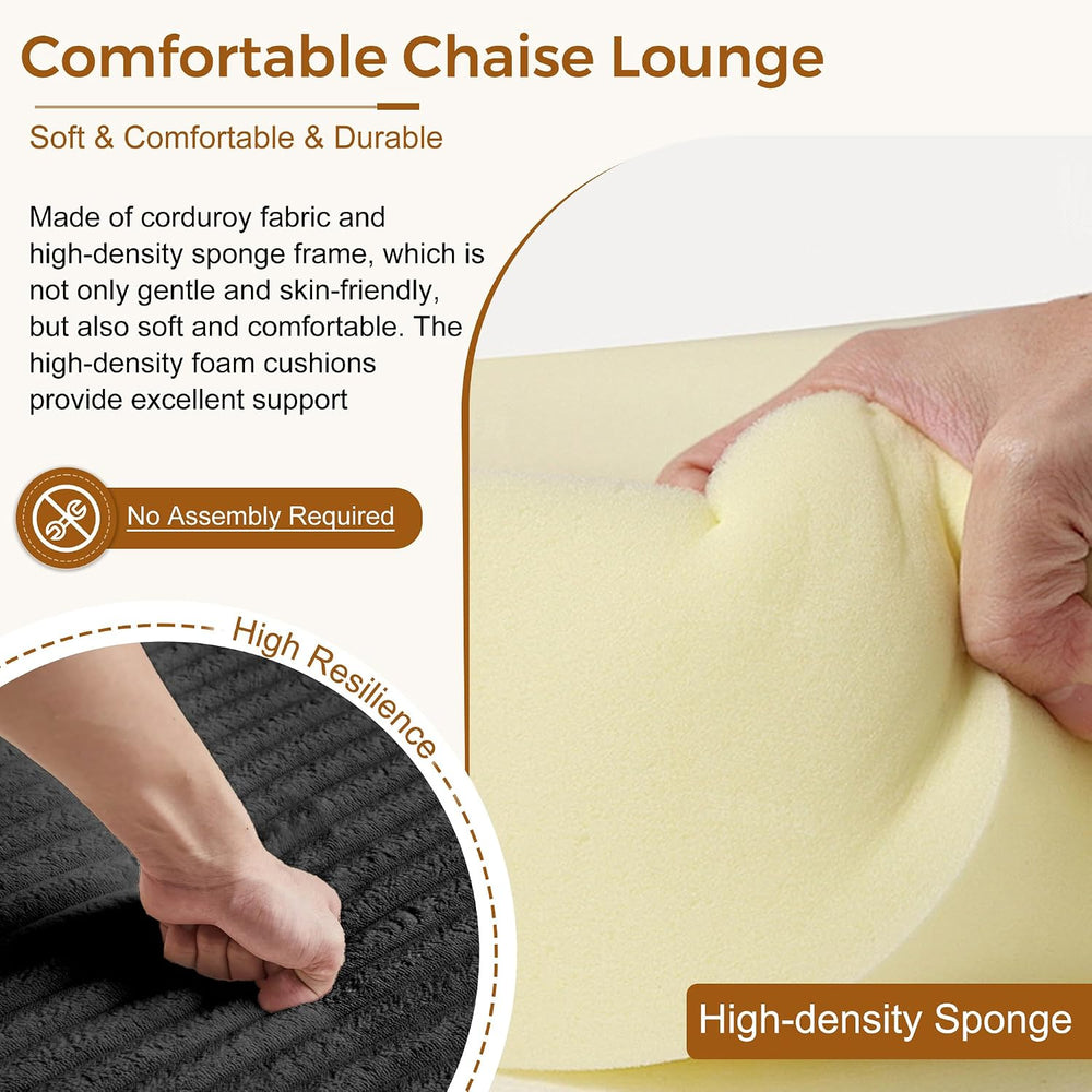 Avenix 66" Oversized Chaise Lounge Chair Indoor, Cloud Corduroy Reading ...