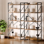 Shintenchi 5 Tiers Bookshelf, Classically Tall Bookcase Shelf, Industrial Book Rack, Modern Book Holder in Bedroom/Living Room/Home/Office, Storage Rack Shelves for Books/Movies-Rustic Brown