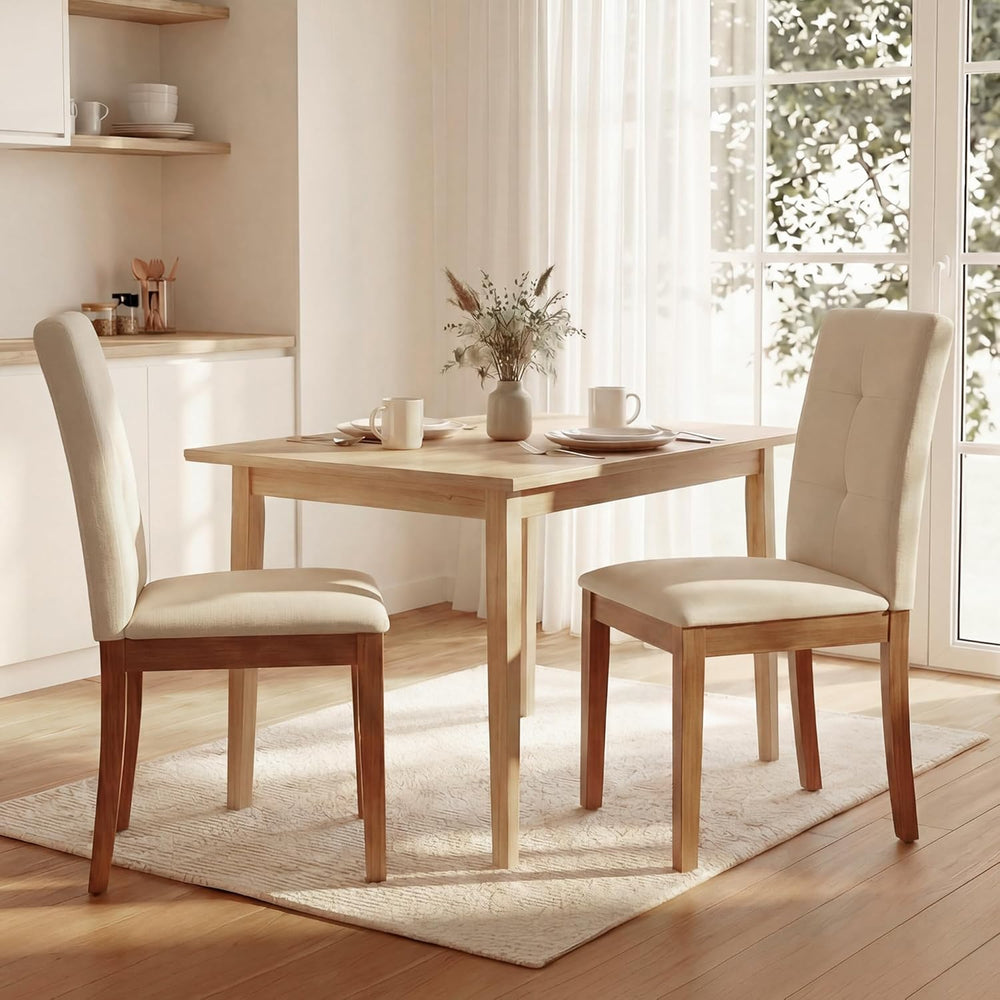 LSSBOUGHT Upholstered Kitchen & Dining Room Chairs with High Back, Linen ...