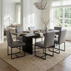 CIMOTA Modern Dining Chairs Set of 8, Leather Dining Room Chairs Upholstered Mid Century Armless Guest Side Chair with Black Base for Dining Room/Kitchen, Vintage Grey 8PCS