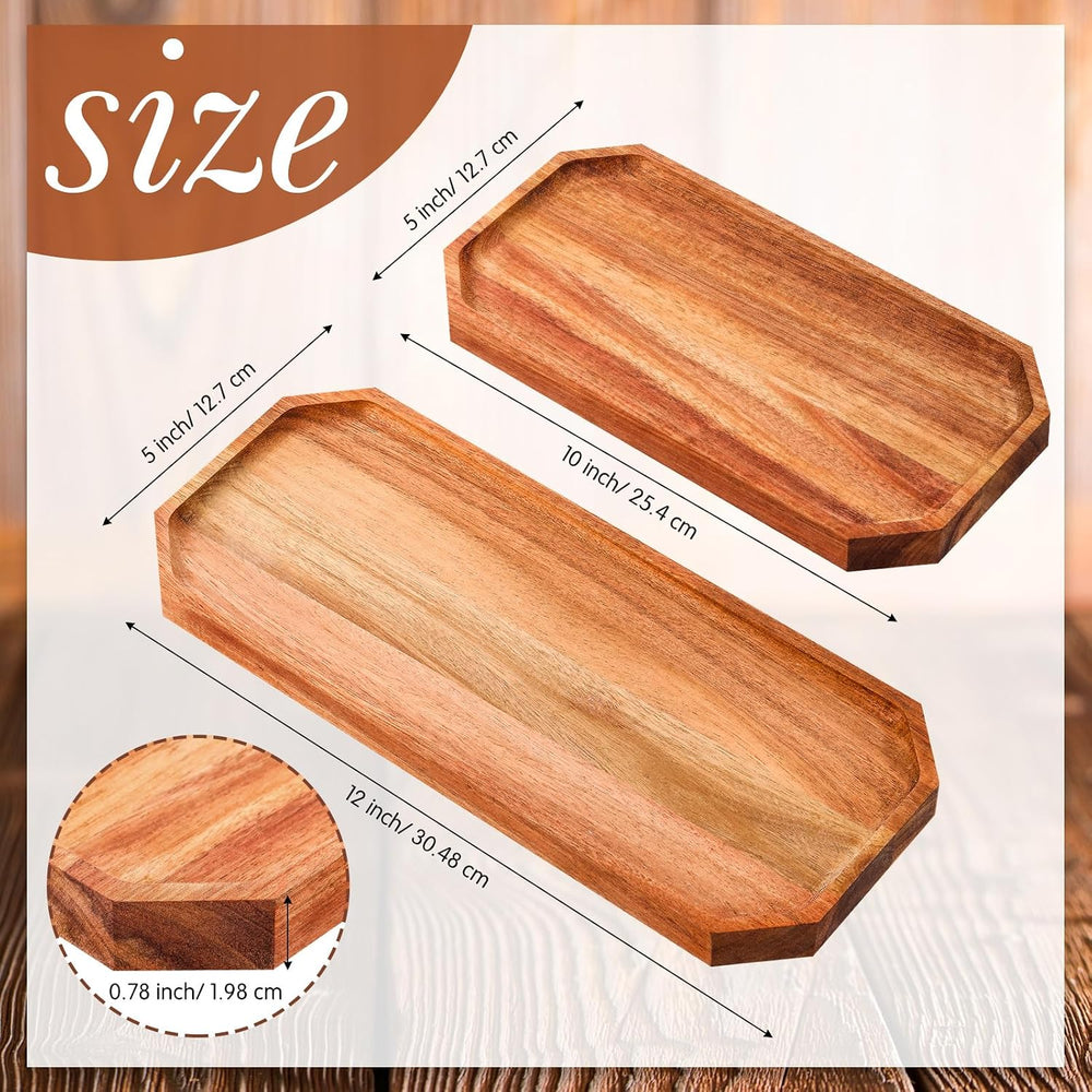 Geetery 12 Pcs 10"/12" Acacia Wooden Serving Trays for Coffee Table...
