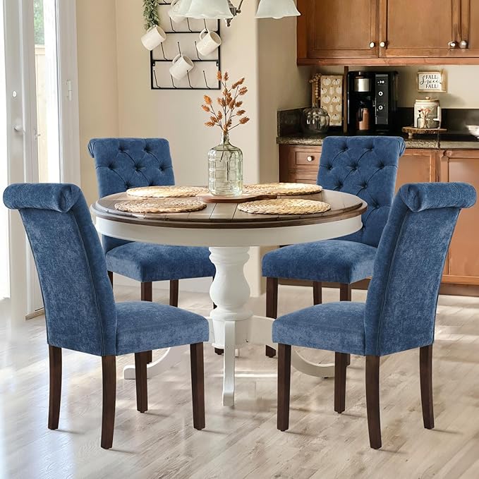 Tufted Dining Chairs Set of 6, Upholstered Parsons Dining Room Chairs, Fabric...