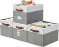 DECOMOMO Storage Bins, Storage Baskets for Shelves (Grey & White) | 4 Pack Fabric Storage Bins, 15" x 11" x 9.9" Foldable Storage Bins with Labels