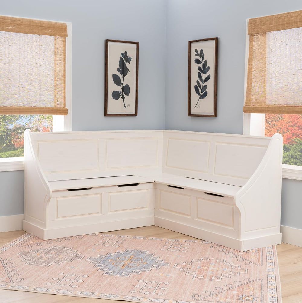 Linon Harris White Corner Breakfast Nook - Nook Only, Table is NOT included! ...