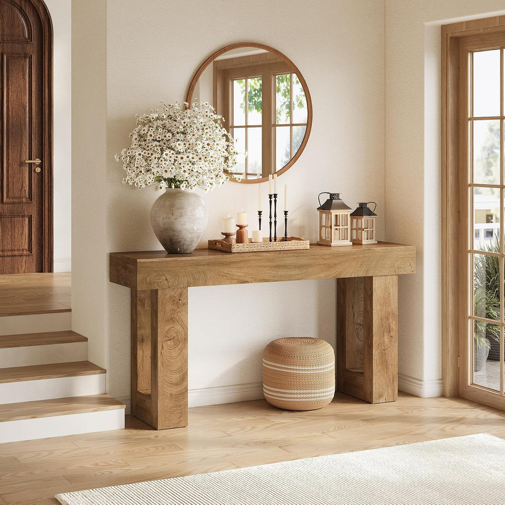 LITTLE TREE 63 Inches Long Sofa Table, Farmhouse Console Table for Entryway, ...