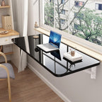 Laundry Room Folding Table,Floating Desk for Wall Small Spaces,Hanging Wall Mount Fold Down Table for Home Office Computer Study Work Bench, Kitchen Dining(Black 23.6×15.7inch