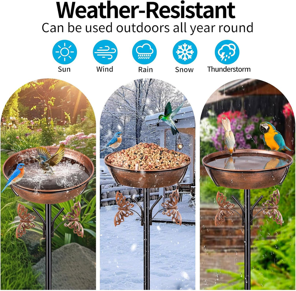 40In Metal Bird Bath for Outdoors,Removable 3" Deep 13" Dia Bowl He...