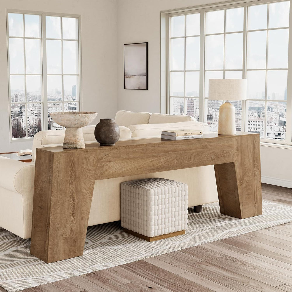 Epecoya 78-Inch Extra Long Sofa Console Table, Natural Oak Brown | Large Farm...