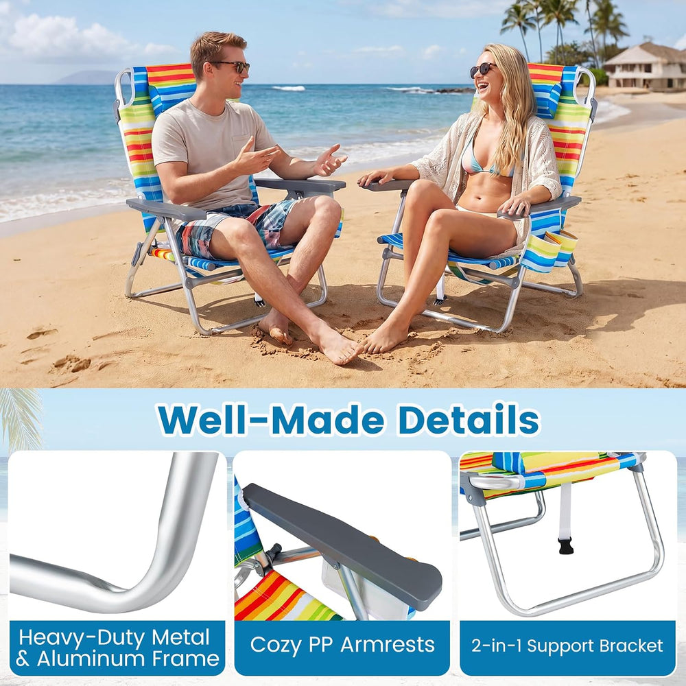 Goplus Beach Chair, Folding Backpack Beach Chairs for Adults w/Adjustable Pos...