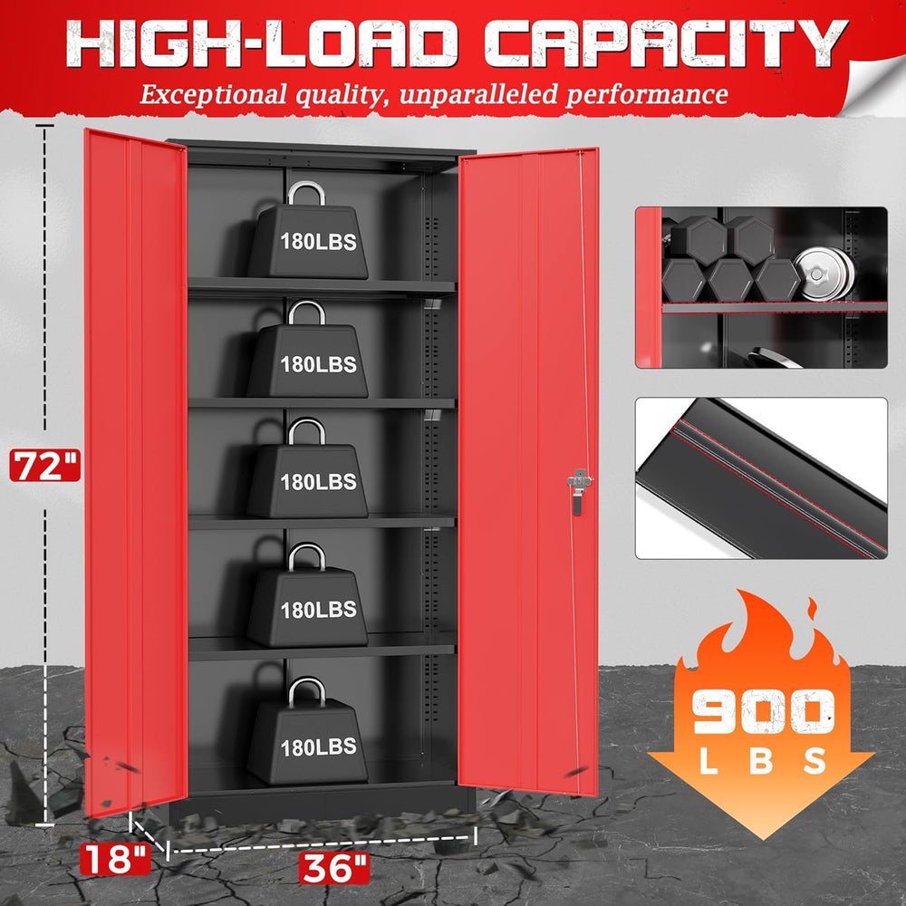 Bonusall 72" Metal Garage Storage Cabinet， Heavy-Duty Steel Cabinet with...