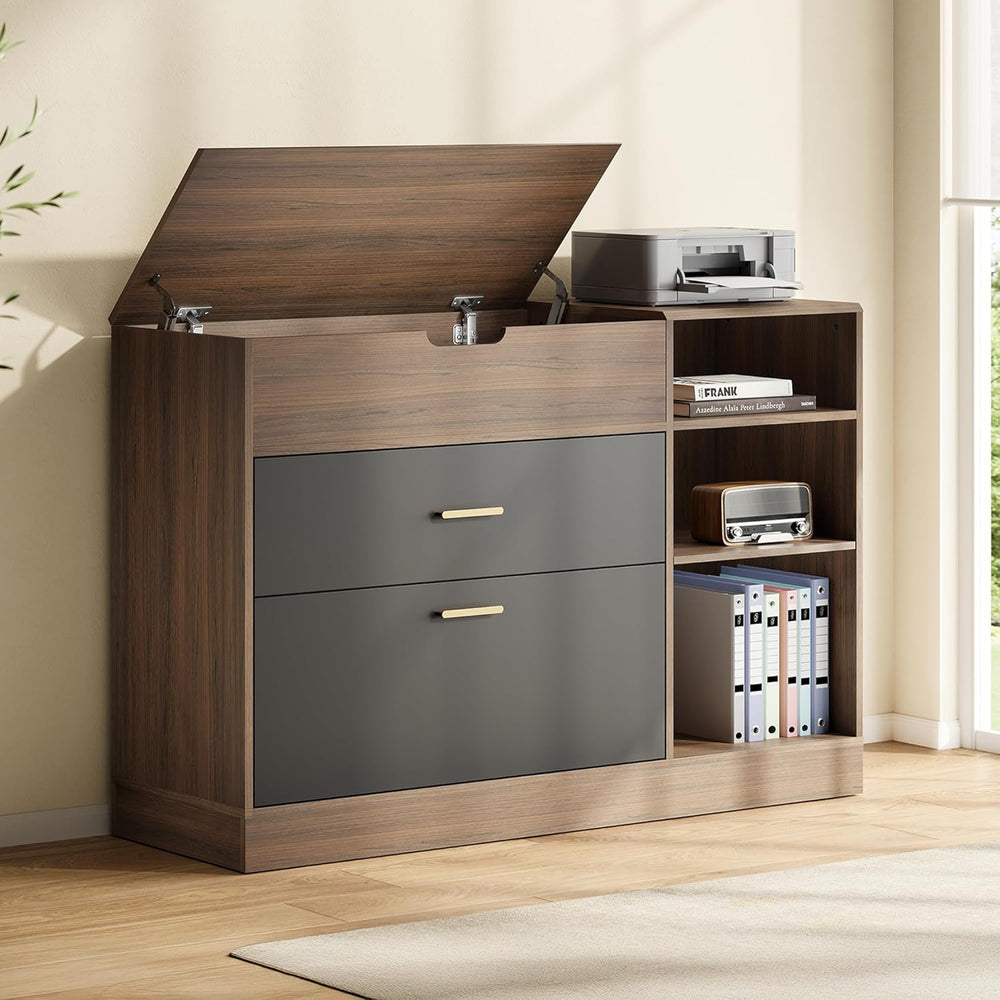 ModernMate Office File Cabinet w/ 2 Drawers, 47.2" Flip - Top Lateral Fi...