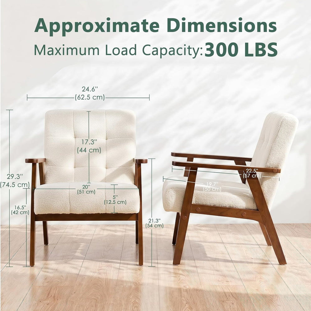 Furniliving Mid Century Modern Accent Chair, Wood Frame Upholstered Arm Chair...