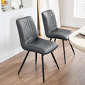 Dining Chairs Set of 2, Modern Dining Chairs with Thick Cushions, PU Leather Upholstered Kitchen Dining Room Chairs with Metal Legs for Dining Living Room (Dark Grey)