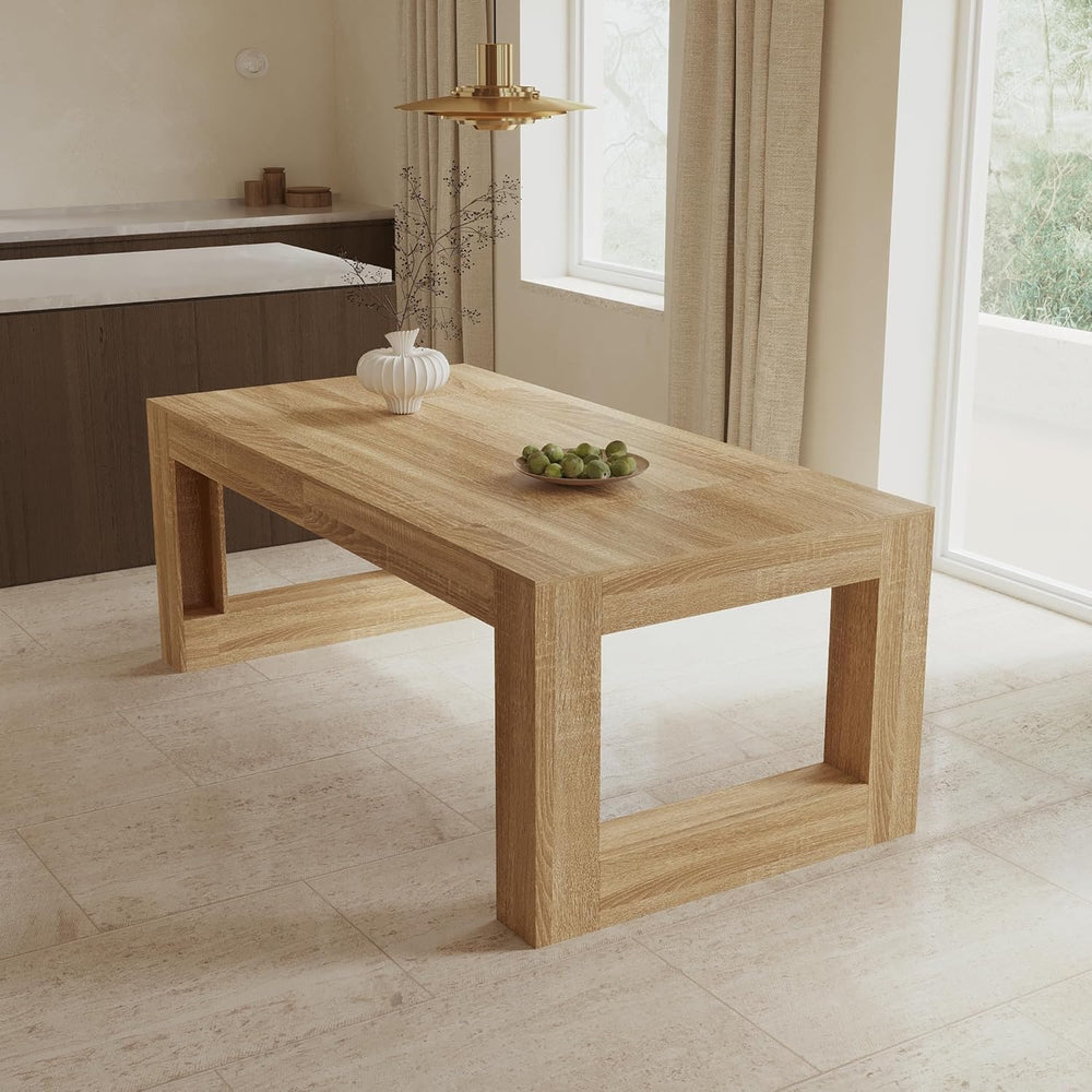 FUFU&GAGA Large Farmhouse Dining Table for 6-8 People, 78.7” Rectangular ...