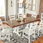 Signature Design by Ashley Valebeck Farmhouse Rectangular Extension Dining Table, Fits up to 8, White & Brown