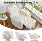Jocisland Power Rocking Nursery Chair, Oversized Recliner Swivel Glider Chairs for Adults with 2 Pillows, USB & Type-C, Beige Corduroy