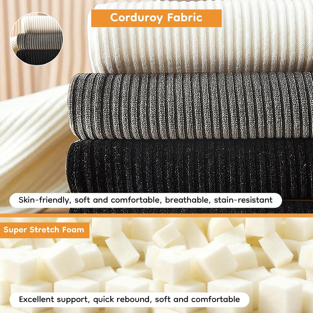 Cloud Large Bean Bag Chair with Ottoman, Corduroy Fabric+35D Memory Foam Big ...