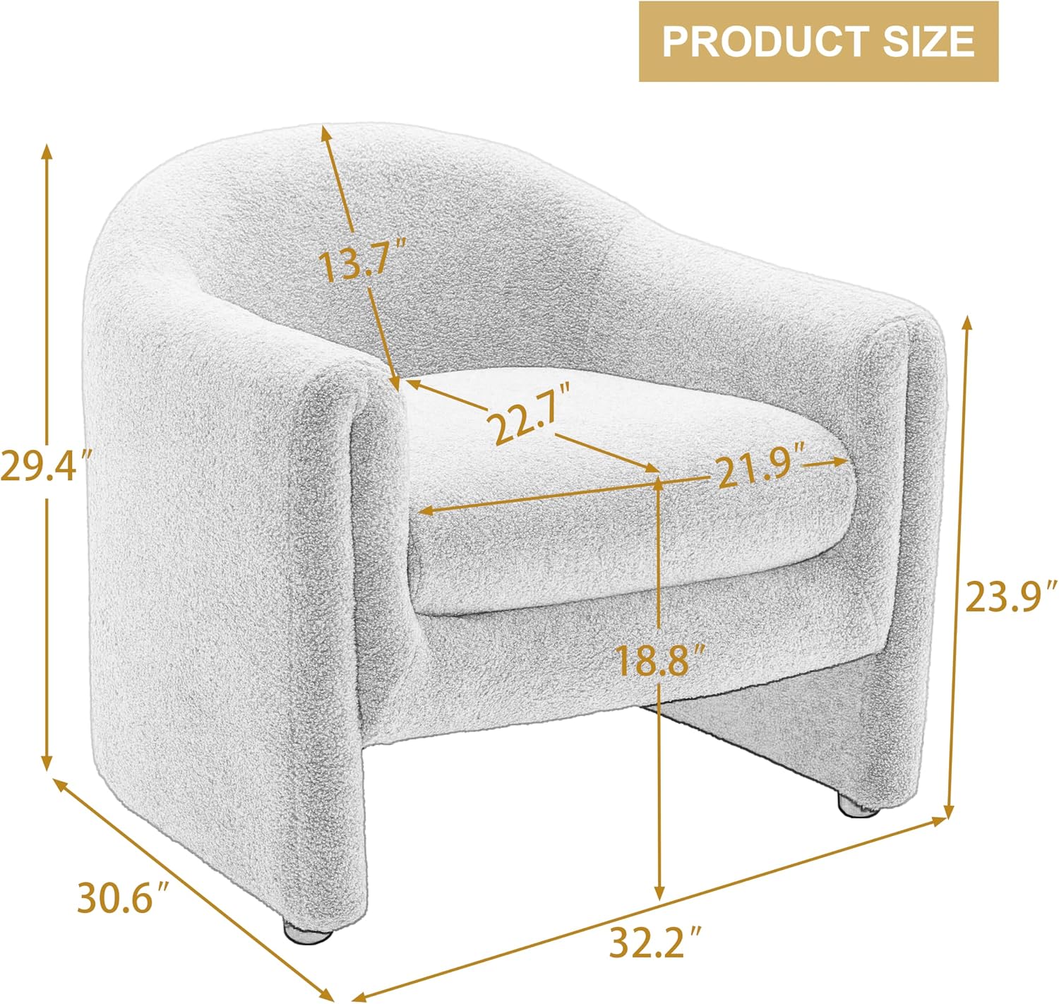Accent Chair, Modern Boucle Fabric Armchair for Living Room, Comfy Upholstered Reading Single Sofa Chair for Bedroom (Boucle Dark Grey, Set of 1)