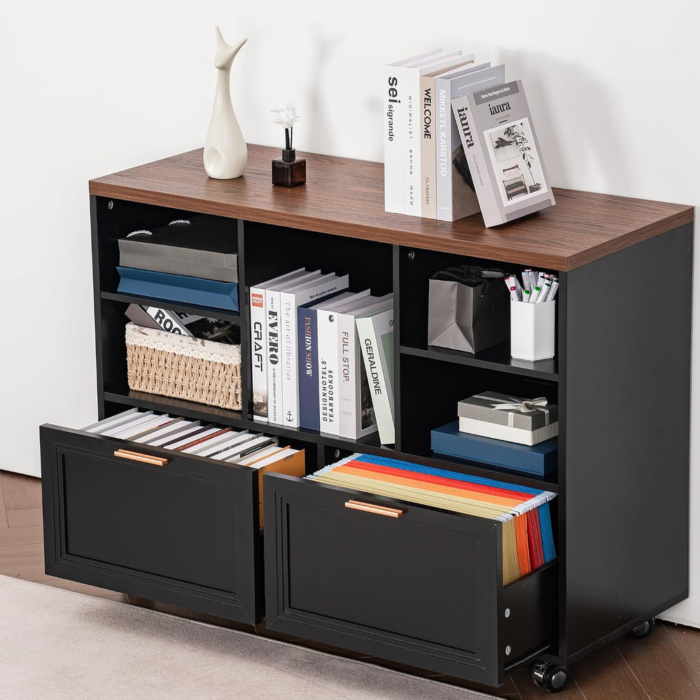 40" Lateral File Cabinet,Farmhouse Wood Small Home Office Storage with W...