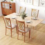 Giantex Wooden Dining Chairs Set of 2, Linen Fabric Upholstered Kitchen Chair w/Rubber Wood Frame, Wide Padded Seat, Curved Cross Back, Farmhouse Side Chairs for Dining Living Room Restaurant
