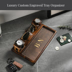 Shanik Wooden Nightstand Organizer – Everyday Carry Docking Station with Watch Holder & Glasses Tray, Personalized Gift for Men or Women
