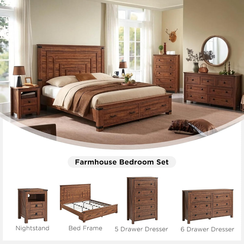 T4TREAM 18" Farmhouse Nightstand Set of 2, Reclaimed Barnwood | Charging...