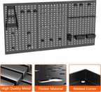 TORACK 3 PCS Metal Pegboard Panels for Garage Wall Utility Tools Storage Pegboard for Workbench, Modular Peg Board Tool Organizer Board Kit(Pack of 3, Black)