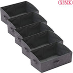 TENABORT 5 Pack Trapezoid Large Foldable Closet Storage Bins with Handle, Fabric Storage Organizer Cube Cloth Containers Linen Box Shelf Baskets for Clothes Clothing Shelves Wardrobe