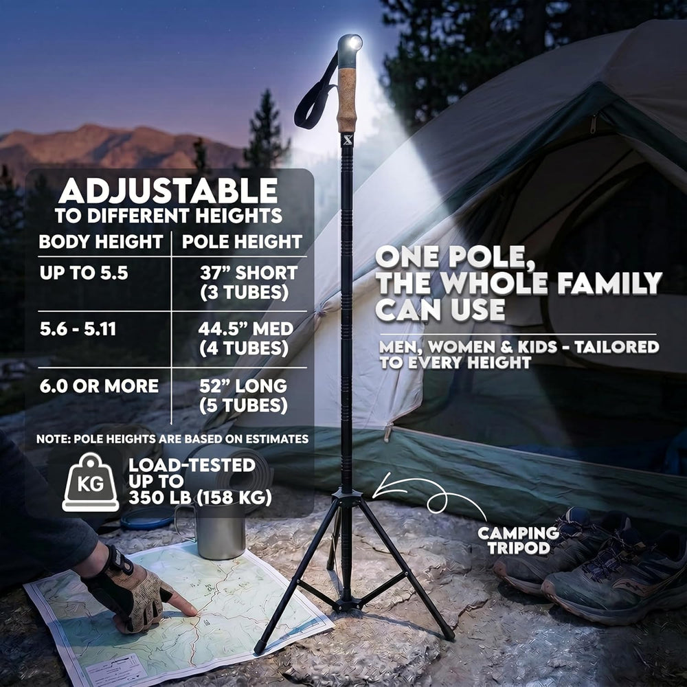 Tactical Hiking & Walking Stick - Survival Multi-Tool w/Light & Power...