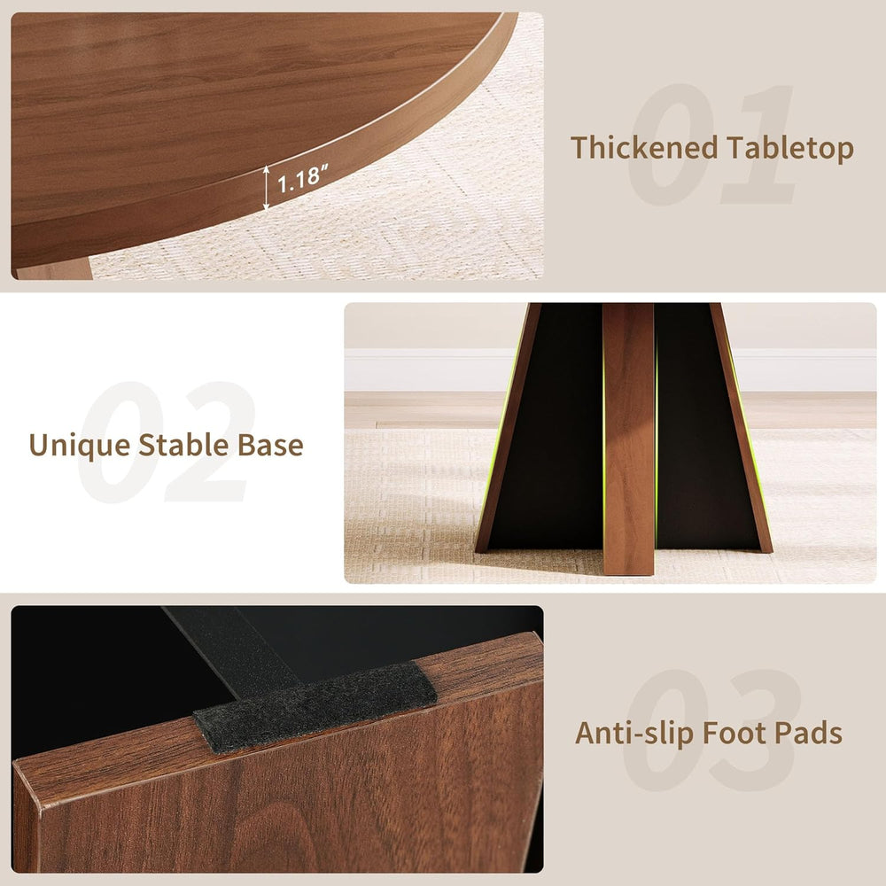 iPormis 47-Inch Round Dining Table for 4-6 People, Modern Wooden Kitchen Tabl...