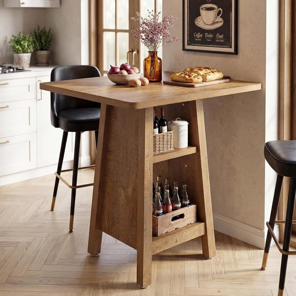 Tribesigns Kitchen Island with Storage, 3-Tier Square Counter Height Island T...