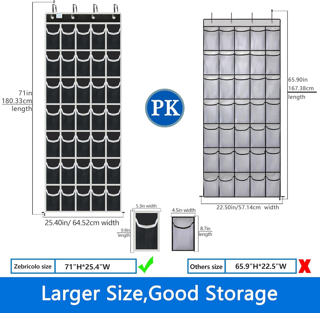 over the door shoe organizer,2025 upgraded,shoe organizer,35 Huge pockets,over door shoe organizer,Store size 13 shoes,shoe organizer,Strong material,hooks Suitable for various doors,black/white