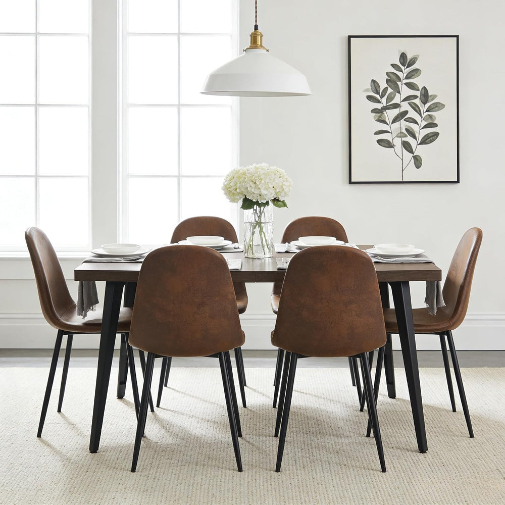 FurnitureR Modern Mid Century Leathaire Upholstered Kitchen Dining Chair, Arm...