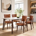 YOUNIKE Modern Dining Chairs, Upholstered Kitchen & Dining Room Chairs with Double-Layer Backrest, Wood Legs, Ergonomic Cushion Seat, (PU Leather Seat, Brown, Set of 4)