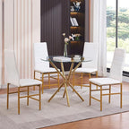 PU Dining Chairs Set of 4, Modern Kitchen & Dining Room Chairs Faux Leather Upholstered Dinner Chairs with Metal Legs for Small Space (Gold, Crossbar)
