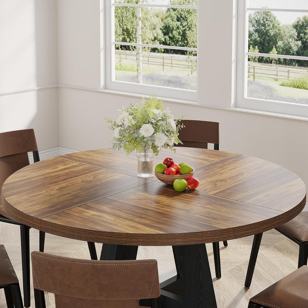 Tribesigns 47 inch Round Dining Table Wood Kitchen Table for Dining Room, 47&...
