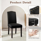 LSSPAID Dining Chairs Set of 4, Modern PU Leather Upholstered Parsons Dining Room Chairs with Bronze Nail Head Trim and Brushed Solid Wood Legs, Black