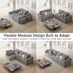 Homall Sectional Couches for Living Room, Modern Boneless Couch with Deep Seat, Upholstered Cloud Sofa, No Assembly Required (Dark Grey, Four-Seater Sofa)