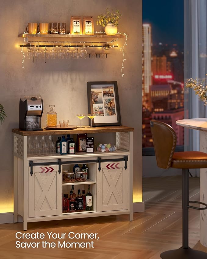 VASAGLE Buffet Cabinet, Coffee Bar Storage Cabinet, Sideboard with 2 Sliding ...