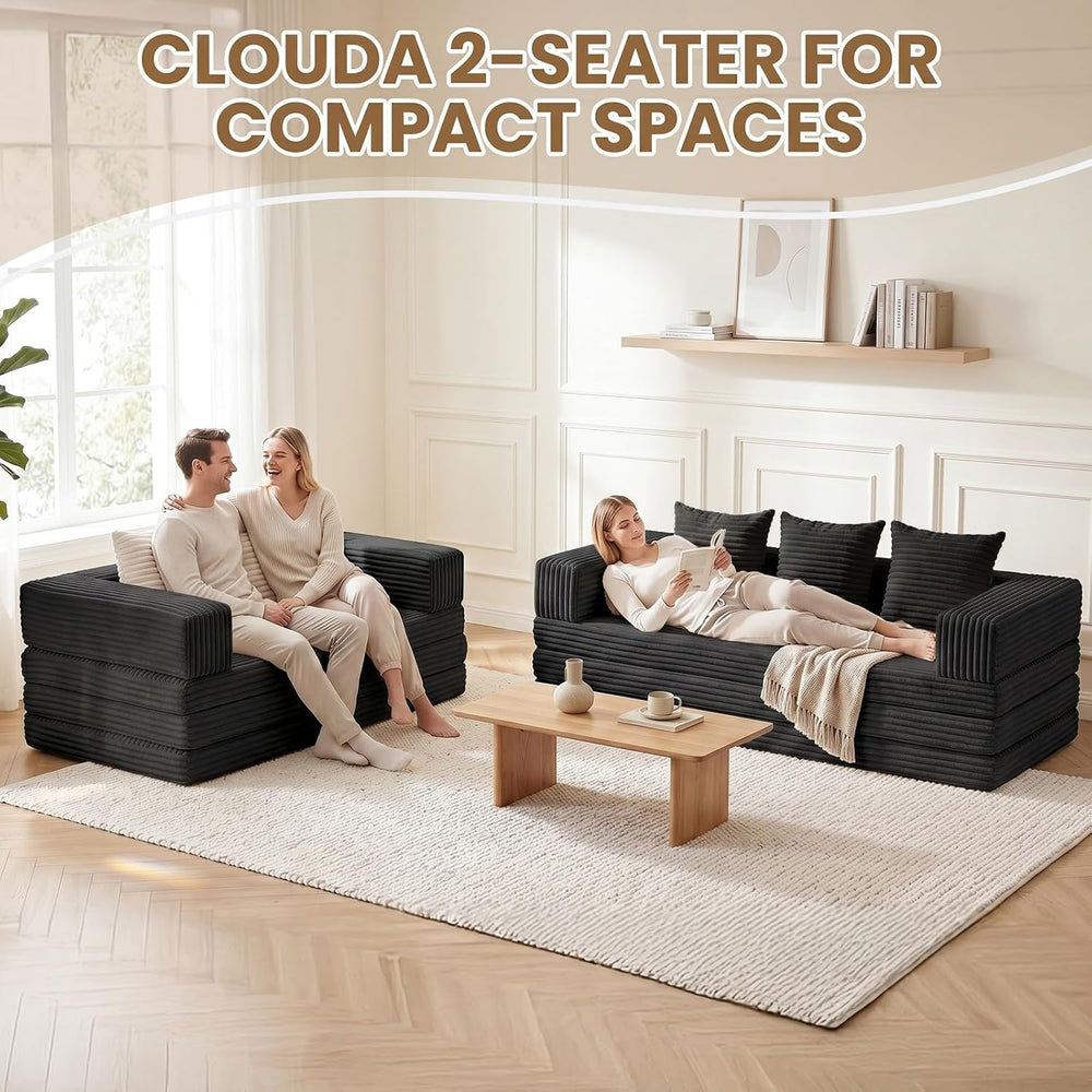 Loveseat Sofa Bed,Small Couch Bed Futon Sleeper Sofa,Convertible Pull Out Cou...