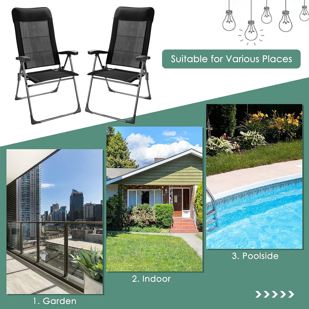GIANTEX Set of 2 Patio Dining Chairs, Folding Patio Chairs, Outdoor Lawn Chai...